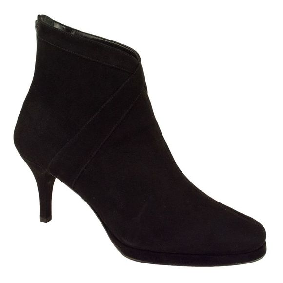 Women's Sarette Suede Heel Ankle Boots Bootie Black 8M - Picture 1 of 5